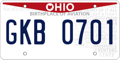 OH license plate GKB0701