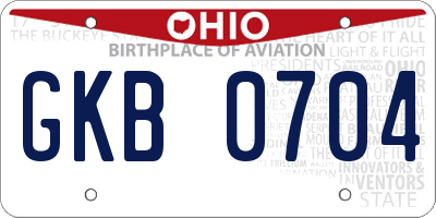 OH license plate GKB0704