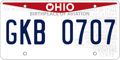 OH license plate GKB0707