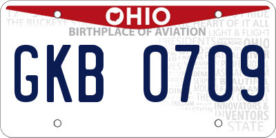 OH license plate GKB0709