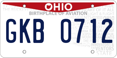 OH license plate GKB0712