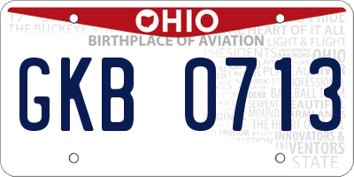 OH license plate GKB0713