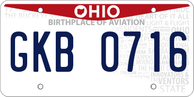 OH license plate GKB0716