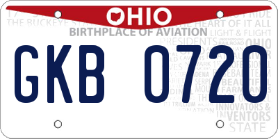 OH license plate GKB0720