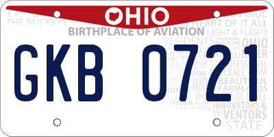 OH license plate GKB0721