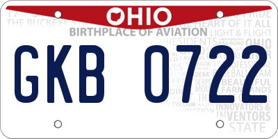 OH license plate GKB0722