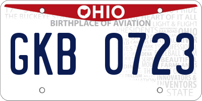OH license plate GKB0723
