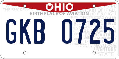 OH license plate GKB0725