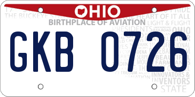 OH license plate GKB0726