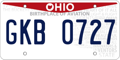 OH license plate GKB0727