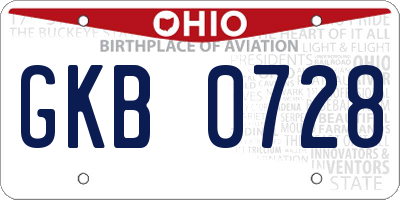 OH license plate GKB0728