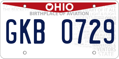 OH license plate GKB0729