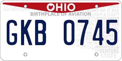 OH license plate GKB0745