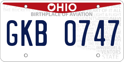 OH license plate GKB0747