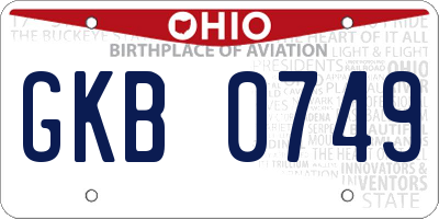 OH license plate GKB0749
