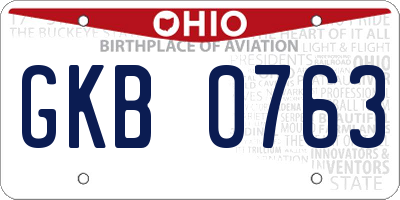 OH license plate GKB0763