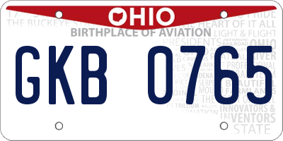 OH license plate GKB0765