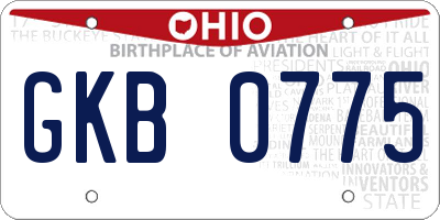 OH license plate GKB0775