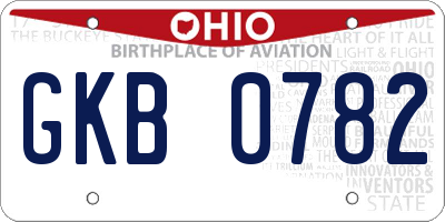 OH license plate GKB0782