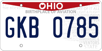 OH license plate GKB0785
