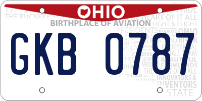 OH license plate GKB0787