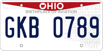 OH license plate GKB0789