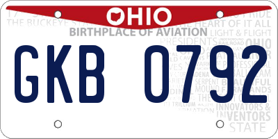 OH license plate GKB0792