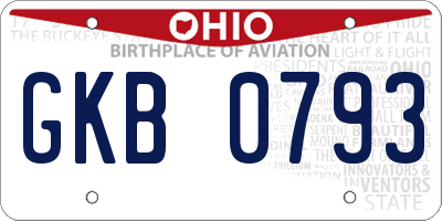 OH license plate GKB0793