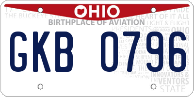 OH license plate GKB0796