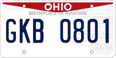 OH license plate GKB0801