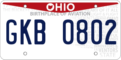 OH license plate GKB0802