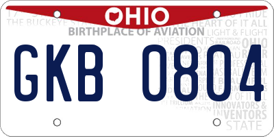 OH license plate GKB0804