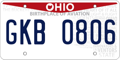 OH license plate GKB0806