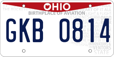 OH license plate GKB0814