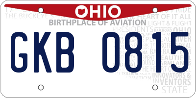 OH license plate GKB0815