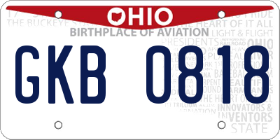 OH license plate GKB0818
