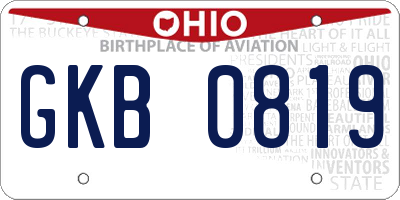OH license plate GKB0819