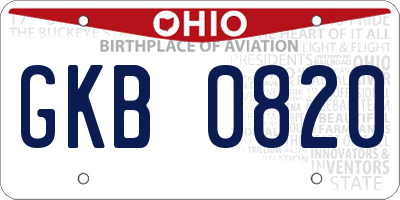 OH license plate GKB0820