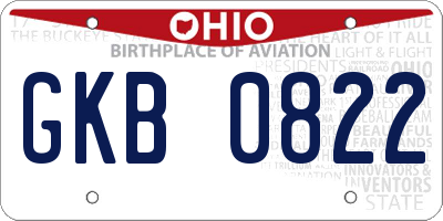 OH license plate GKB0822
