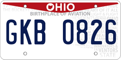 OH license plate GKB0826