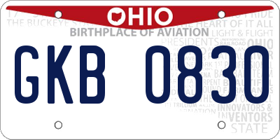 OH license plate GKB0830