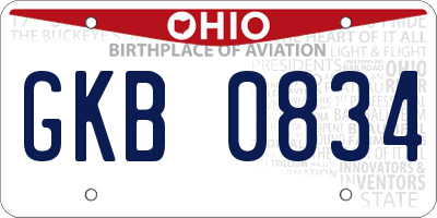 OH license plate GKB0834