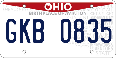 OH license plate GKB0835