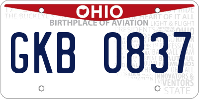 OH license plate GKB0837