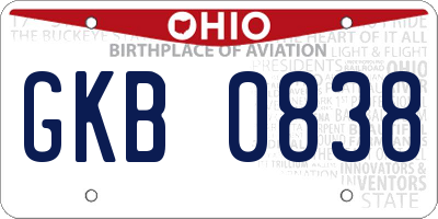 OH license plate GKB0838