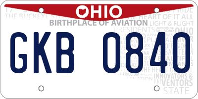 OH license plate GKB0840
