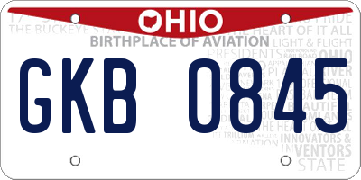 OH license plate GKB0845