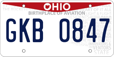 OH license plate GKB0847