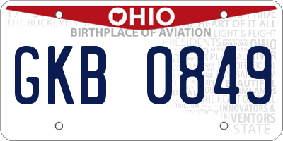 OH license plate GKB0849