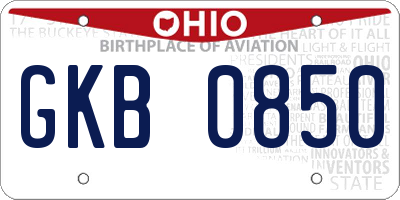 OH license plate GKB0850